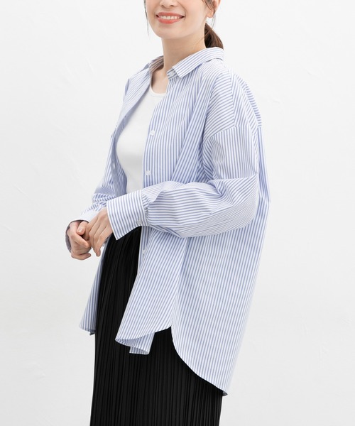 Honeys(ハニーズ)の「ゆるチュニックシャツ(シャツ/ブラウス・レディース・サックスブルー系/ブルー系その他/ピンク系その他/グリーン系その他/ホワイト/ライトブルー・LL/S/M/L)」の4枚目の写真