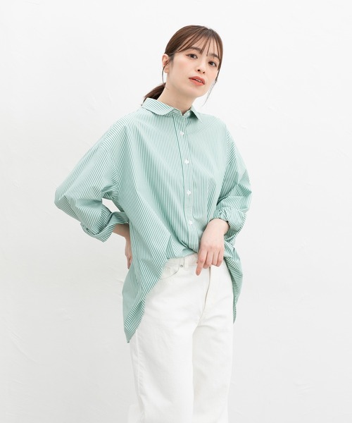 Honeys(ハニーズ)の「ゆるチュニックシャツ(シャツ/ブラウス・レディース・サックスブルー系/ブルー系その他/ピンク系その他/グリーン系その他/ホワイト/ライトブルー・LL/S/M/L)」の13枚目の写真