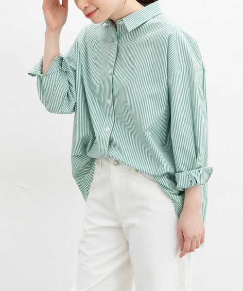 Honeys(ハニーズ)の「ゆるチュニックシャツ(シャツ/ブラウス・レディース・サックスブルー系/ブルー系その他/ピンク系その他/グリーン系その他/ホワイト/ライトブルー・LL/S/M/L)」の14枚目の写真