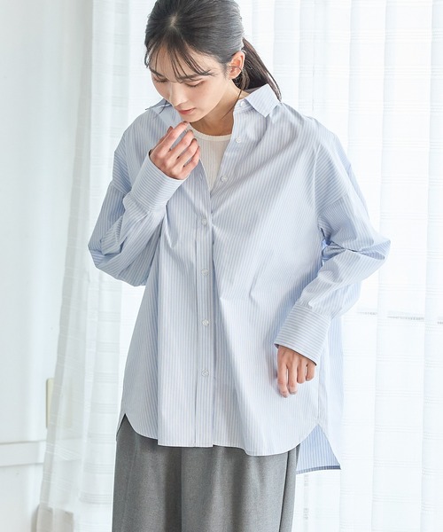 Honeys(ハニーズ)の「ゆるチュニックシャツ(シャツ/ブラウス・レディース・サックスブルー系/ブルー系その他/ピンク系その他/グリーン系その他/ホワイト/ライトブルー・LL/S/M/L)」の17枚目の写真