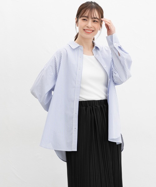 Honeys(ハニーズ)の「ゆるチュニックシャツ(シャツ/ブラウス・レディース・サックスブルー系/ブルー系その他/ピンク系その他/グリーン系その他/ホワイト/ライトブルー・LL/S/M/L)」の19枚目の写真