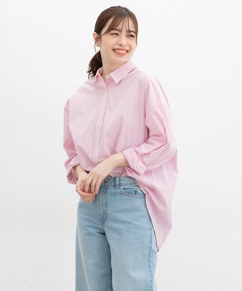 Honeys(ハニーズ)の「ゆるチュニックシャツ(シャツ/ブラウス・レディース・サックスブルー系/ブルー系その他/ピンク系その他/グリーン系その他/ホワイト/ライトブルー・LL/S/M/L)」の21枚目の写真