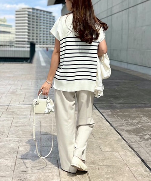 Emma Taylor（エマテイラー）の「【春ニット】フロント2wayニットトップス（ニット/セーター・レディース・ホワイト/ネイビー系1/ブラック/ホワイト系1/トップグレー/グレー系1/グレー系その他・FREE）」の12枚目の写真