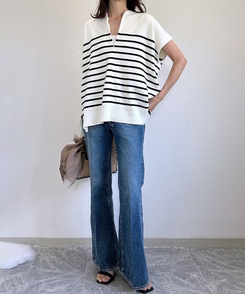 Emma Taylor（エマテイラー）の「【春ニット】フロント2wayニットトップス（ニット/セーター・レディース・ホワイト/ネイビー系1/ブラック/ホワイト系1/トップグレー/グレー系1/グレー系その他・FREE）」の19枚目の写真