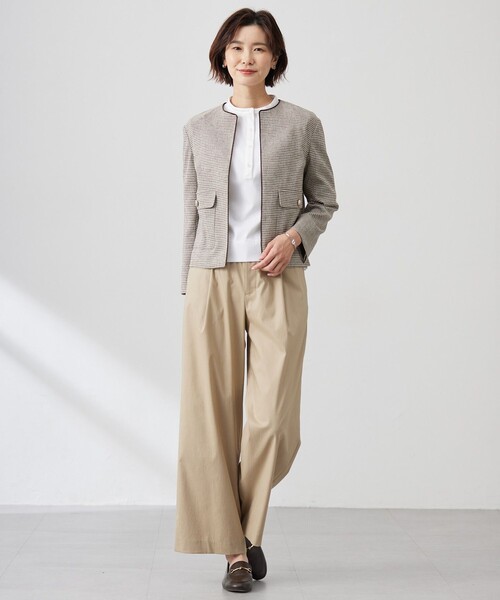 J.PRESS(ジェイプレス)の「【洗える】Calameraリングメッシュ ジャケット(ノーカラージャケット・レディース・ブラウン系5/ブラック系5・T13/T17/T15)」の8枚目の写真
