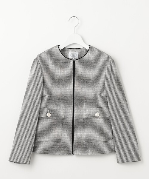 J.PRESS(ジェイプレス)の「【洗える】Calameraリングメッシュ ジャケット(ノーカラージャケット・レディース・ブラウン系5/ブラック系5・T13/T17/T15)」の10枚目の写真