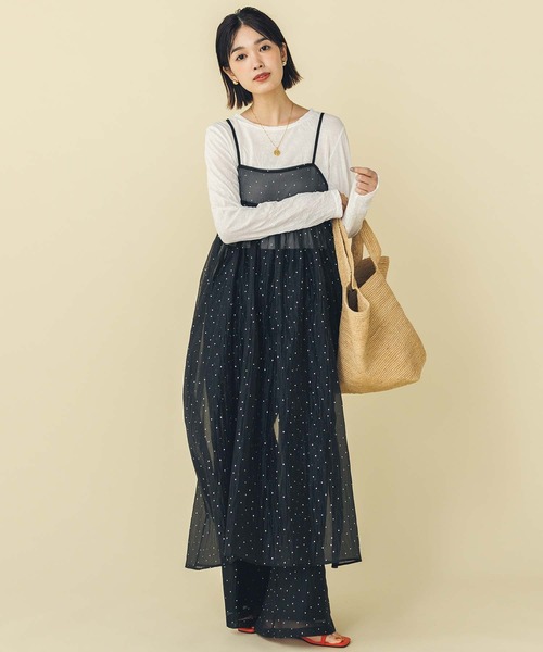 Gready Brilliant（グレディブリリアン）の「箔ドットオーガンキャミソールワンピ（ワンピース・レディース・ブラック・FREE）」の3枚目の写真