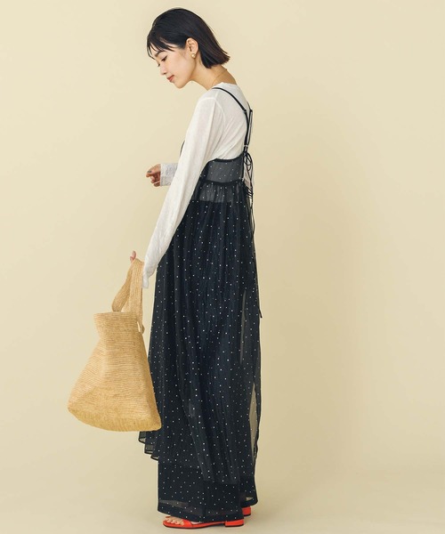 Gready Brilliant（グレディブリリアン）の「箔ドットオーガンキャミソールワンピ（ワンピース・レディース・ブラック・FREE）」の4枚目の写真