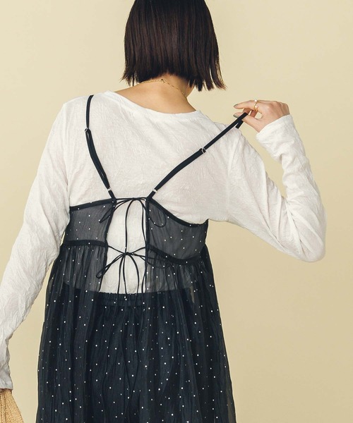 Gready Brilliant（グレディブリリアン）の「箔ドットオーガンキャミソールワンピ（ワンピース・レディース・ブラック・FREE）」の9枚目の写真