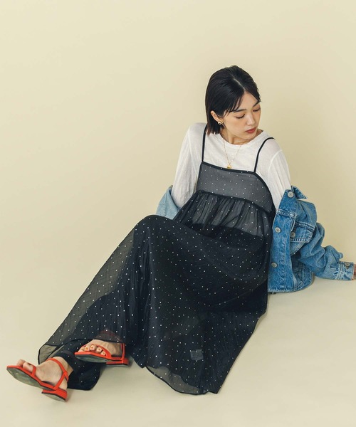 Gready Brilliant（グレディブリリアン）の「箔ドットオーガンキャミソールワンピ（ワンピース・レディース・ブラック・FREE）」の17枚目の写真