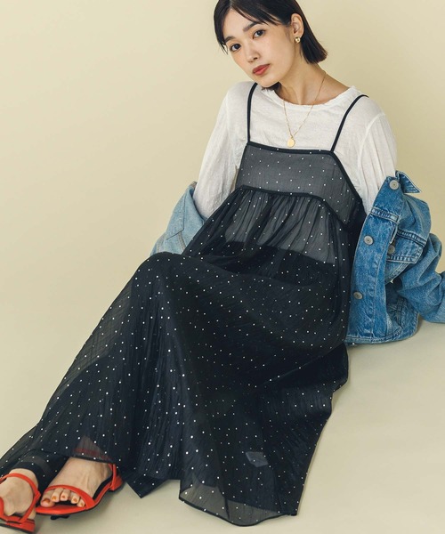 Gready Brilliant（グレディブリリアン）の「箔ドットオーガンキャミソールワンピ（ワンピース・レディース・ブラック・FREE）」の18枚目の写真