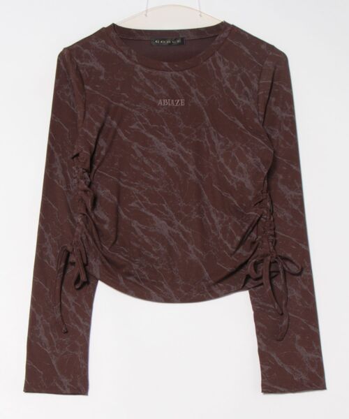 GORGE(ゴージ)の「《ムラ柄×サイドドロスト》レディース 長袖カットソー クロップド風 ストリート 春秋(Tシャツ/カットソー・レディース・チャコール/ライトグレー/ブラウン・F)」の17枚目の写真