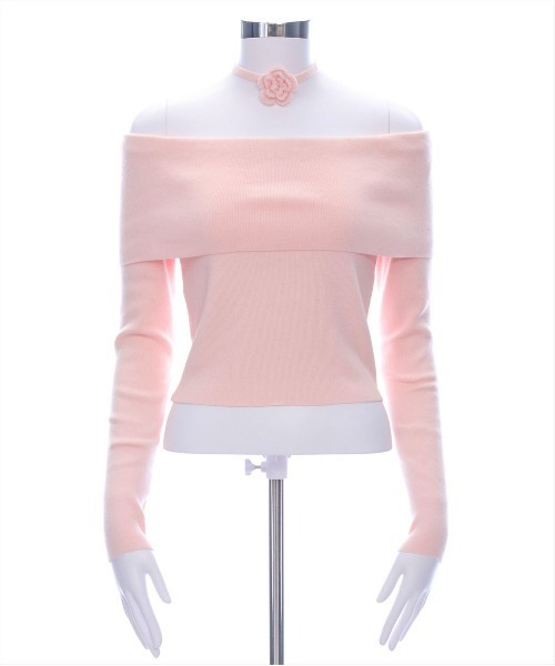 clear（クリア）の「バラモチーフ付きオフショルニットトップス［大人ガーリー 春ニット］≪再入荷≫（ニット/セーター・レディース・ブラック/グレー/アイボリー/ピンク・F）」の18枚目の写真