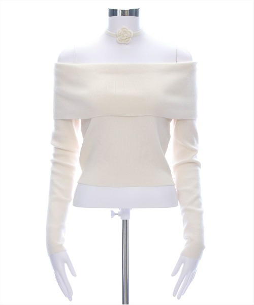 clear（クリア）の「バラモチーフ付きオフショルニットトップス［大人ガーリー 春ニット］≪再入荷≫（ニット/セーター・レディース・ブラック/グレー/アイボリー/ピンク・F）」の19枚目の写真