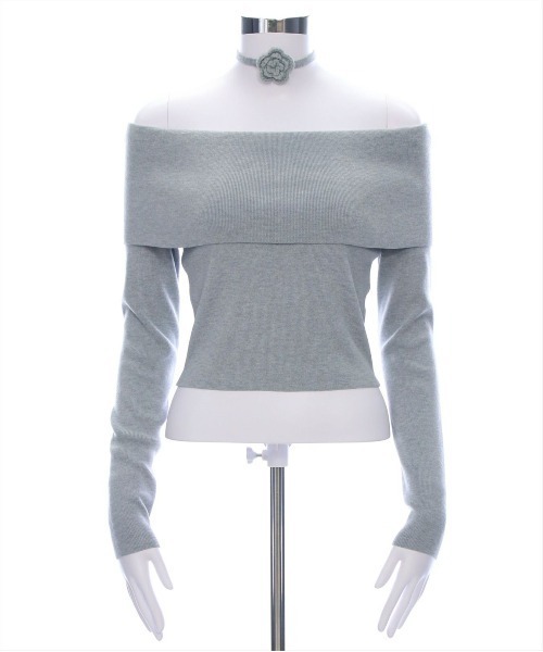 clear（クリア）の「バラモチーフ付きオフショルニットトップス［大人ガーリー 春ニット］≪再入荷≫（ニット/セーター・レディース・ブラック/グレー/アイボリー/ピンク・F）」の20枚目の写真