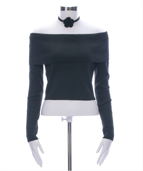 clear（クリア）の「バラモチーフ付きオフショルニットトップス［大人ガーリー 春ニット］≪再入荷≫（ニット/セーター・レディース・ブラック/グレー/アイボリー/ピンク・F）」の21枚目の写真