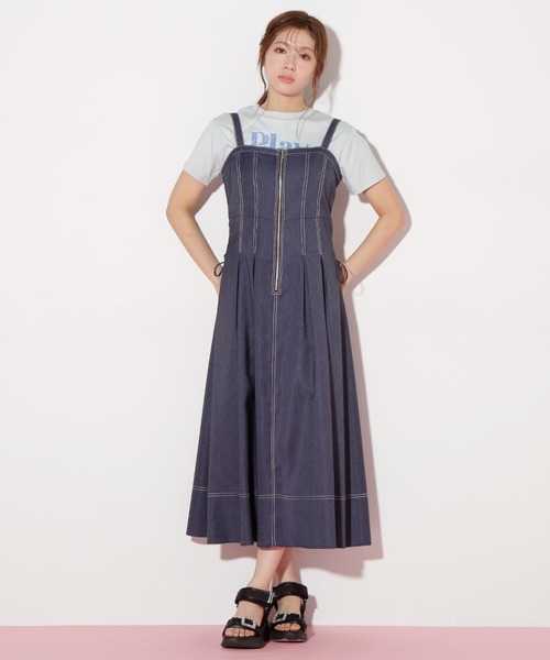 JILL by JILL STUART(ジルバイジルスチュアート)の「◇デニムライクステッチシリーズ2 レースアップワンピース(ワンピース・レディース・ホワイト/インディゴブルー・MEDIUM/SMALL)」の11枚目の写真