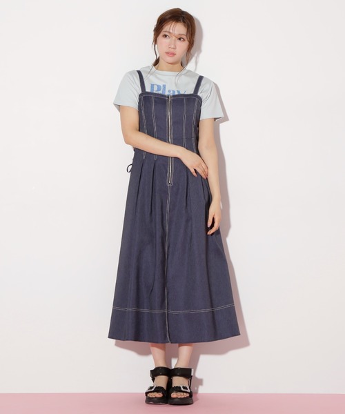 JILL by JILL STUART(ジルバイジルスチュアート)の「◇デニムライクステッチシリーズ2 レースアップワンピース(ワンピース・レディース・ホワイト/インディゴブルー・MEDIUM/SMALL)」の13枚目の写真