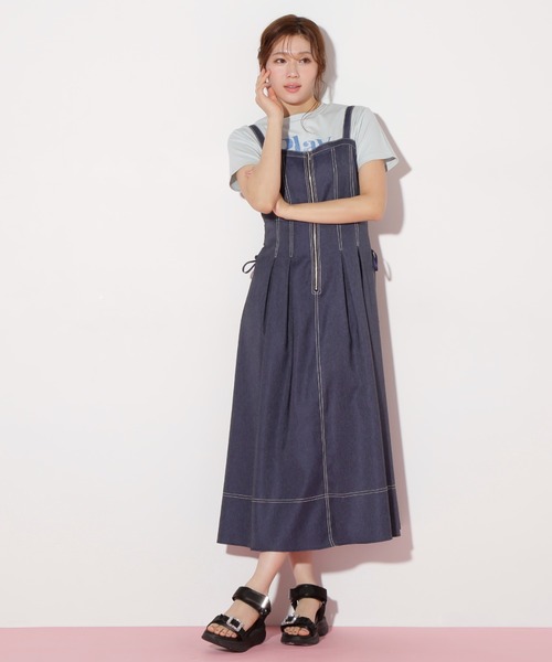 JILL by JILL STUART(ジルバイジルスチュアート)の「◇デニムライクステッチシリーズ2 レースアップワンピース(ワンピース・レディース・ホワイト/インディゴブルー・MEDIUM/SMALL)」の15枚目の写真
