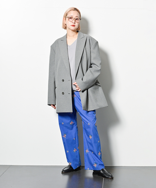 PONTI(ポンティ)の「PONTI Flower Embroidery Striped Pants PO1Q015:パンツ(その他パンツ・レディース・ブルー・SMALL)」の4枚目の写真
