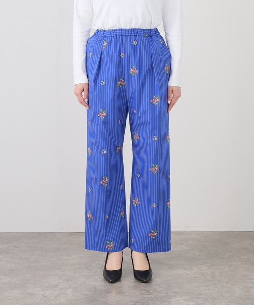 PONTI(ポンティ)の「PONTI Flower Embroidery Striped Pants PO1Q015:パンツ(その他パンツ・レディース・ブルー・SMALL)」の5枚目の写真