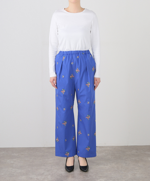 PONTI(ポンティ)の「PONTI Flower Embroidery Striped Pants PO1Q015:パンツ(その他パンツ・レディース・ブルー・SMALL)」の18枚目の写真