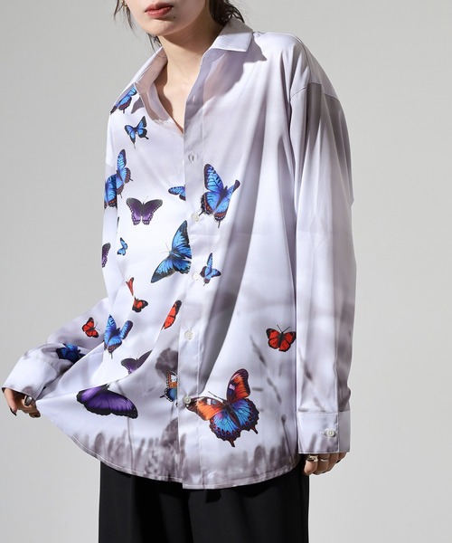 REGIEVO(レジエボ)の「Butterfly print long sleeve shirt / バタフライプリント 長袖シャツ unisex(シャツ/ブラウス・メンズ・ブラック/ホワイト・M/L)」の12枚目の写真