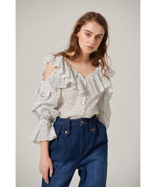 estella.k コールドショルダーブラウス Estella.K ブラウス シャツ Cold Shoulder Blouse コールドショルダー