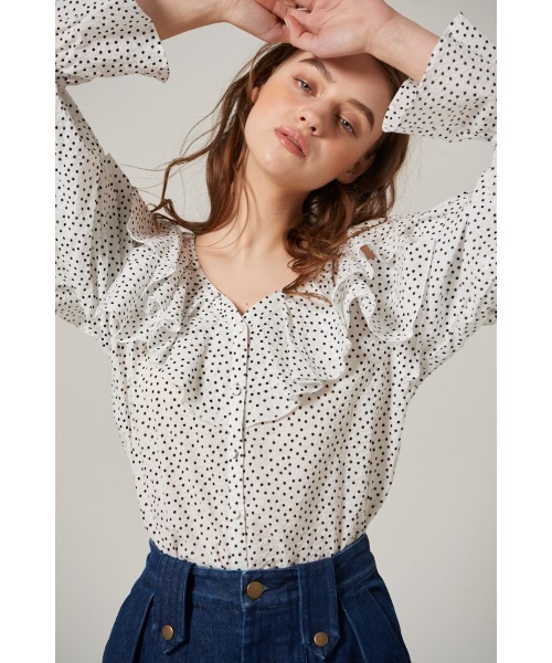 estella.k エステラケー ブラウス Cold Shoulder Stripe Blouse -RED st..- – Estella.K