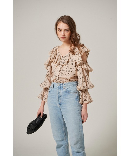 estella.k エステラケー ブラウス セール】Cold Shoulder Long-Sleeved Blouse コールドショルダー
