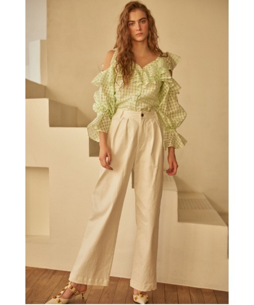 セール】Cold Shoulder Long-Sleeved Blouse コールドショルダー