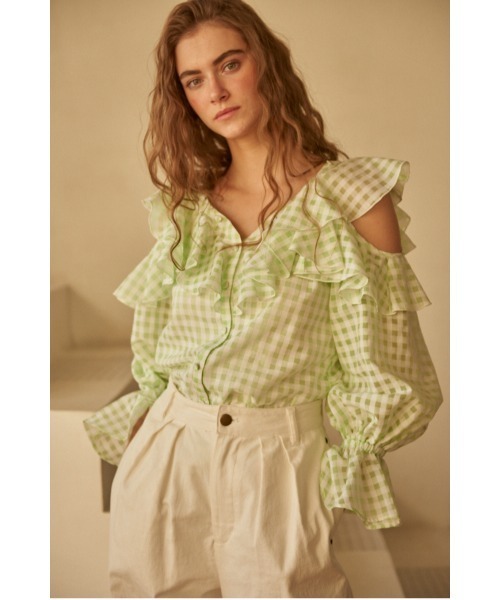 セール】Cold Shoulder Long-Sleeved Blouse コールドショルダー