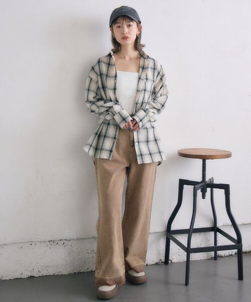 ブラウス シャツ オンブレーチェックシャーリングキャミ レディース セール】オンブレーチェックSH（シャツ/ブラウス）｜RETRO GIRL