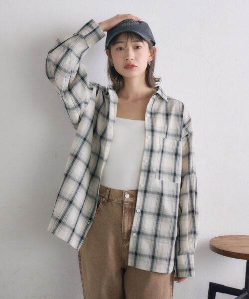 ブラウス シャツ オンブレーチェックシャーリングキャミ レディース セール】オンブレーチェックSH（シャツ/ブラウス）｜RETRO GIRL