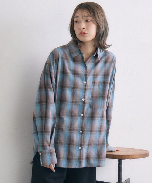 ブラウス シャツ オンブレーチェックシャーリングキャミ レディース セール】オンブレーチェックSH（シャツ/ブラウス）｜RETRO GIRL