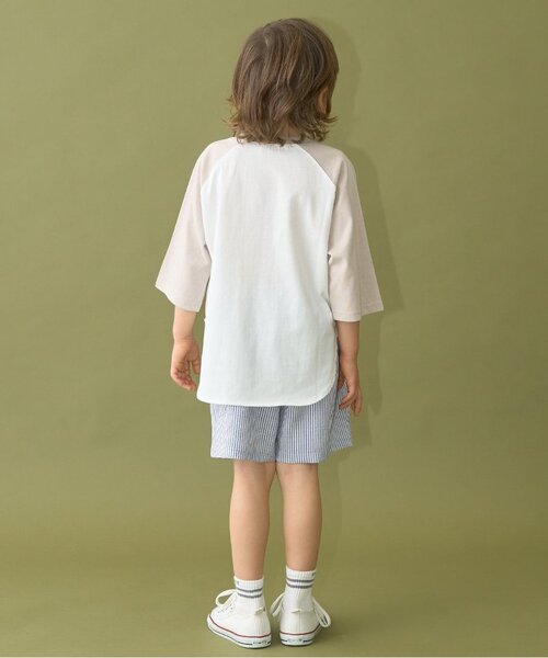 b・ROOM（ビールーム）の「【カイテキ天竺】ビッグシルエット7分袖ラグランTシャツ（Tシャツ/カットソー・キッズ・ライトベージュ/ダークグリーン/ブラック/パープル/マスタード・120cm/110cm/130cm/150cm/140cm/100cm）」の9枚目の写真