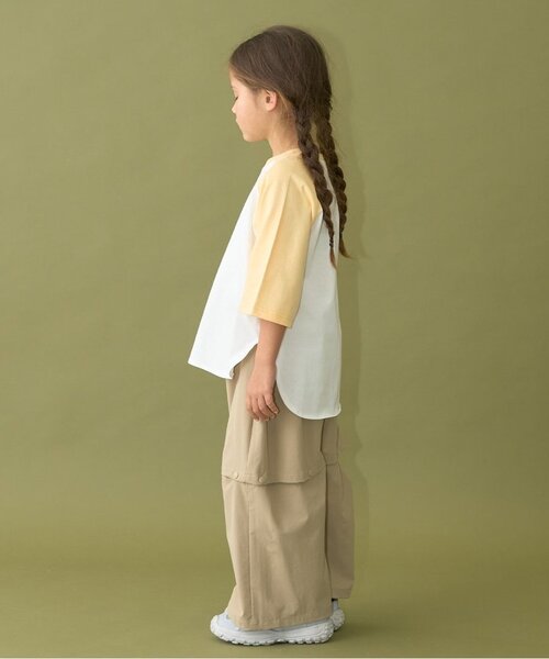 b・ROOM（ビールーム）の「【カイテキ天竺】ビッグシルエット7分袖ラグランTシャツ（Tシャツ/カットソー・キッズ・ライトベージュ/ダークグリーン/ブラック/パープル/マスタード・120cm/110cm/130cm/150cm/140cm/100cm）」の11枚目の写真