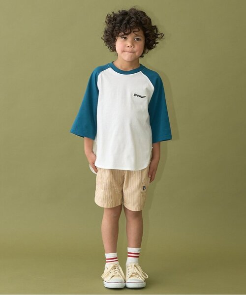 b・ROOM（ビールーム）の「【カイテキ天竺】ビッグシルエット7分袖ラグランTシャツ（Tシャツ/カットソー・キッズ・ライトベージュ/ダークグリーン/ブラック/パープル/マスタード・120cm/110cm/130cm/150cm/140cm/100cm）」の12枚目の写真