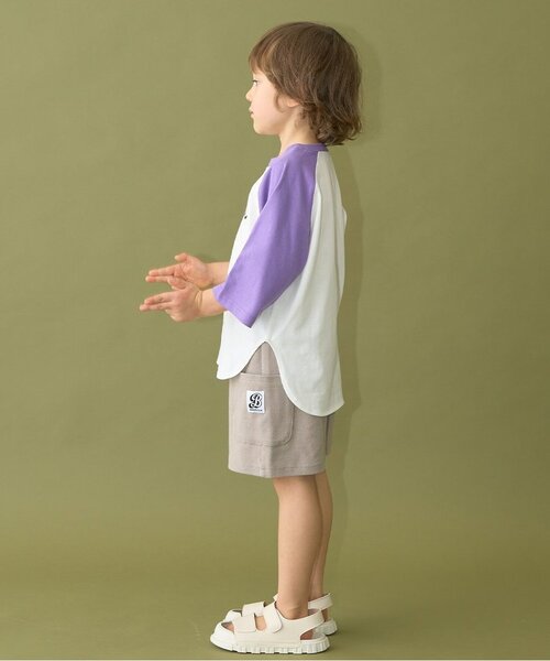 b・ROOM（ビールーム）の「【カイテキ天竺】ビッグシルエット7分袖ラグランTシャツ（Tシャツ/カットソー・キッズ・ライトベージュ/ダークグリーン/ブラック/パープル/マスタード・120cm/110cm/130cm/150cm/140cm/100cm）」の15枚目の写真