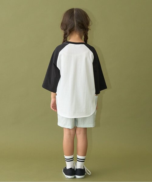 b・ROOM（ビールーム）の「【カイテキ天竺】ビッグシルエット7分袖ラグランTシャツ（Tシャツ/カットソー・キッズ・ライトベージュ/ダークグリーン/ブラック/パープル/マスタード・120cm/110cm/130cm/150cm/140cm/100cm）」の20枚目の写真