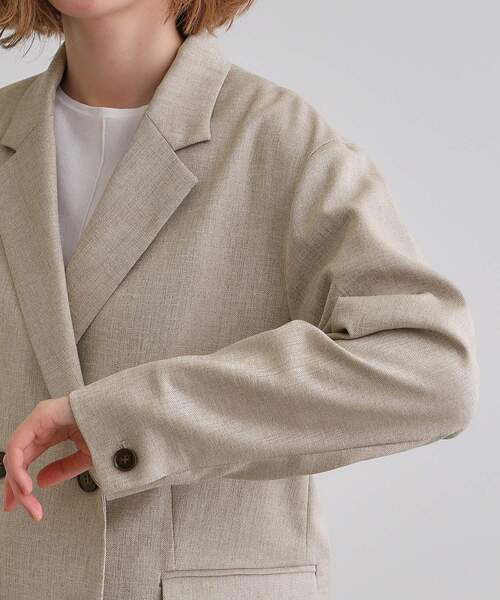 grove(グローブ)の「【洗える】リネンライクダブルジャケット(テーラードジャケット・レディース・グレー/ライトベージュ・03/02/01)」の17枚目の写真