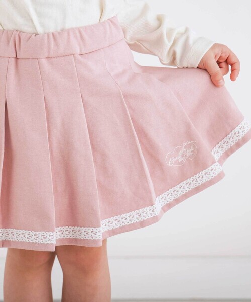 SLAP SLIP（スラップスリップ）の「【お揃い】裾レースラインタックスカパン(90~130cm)（スカート・キッズ・ホワイト/ピンク・120cm/110cm/100cm/90cm/130cm）」の4枚目の写真