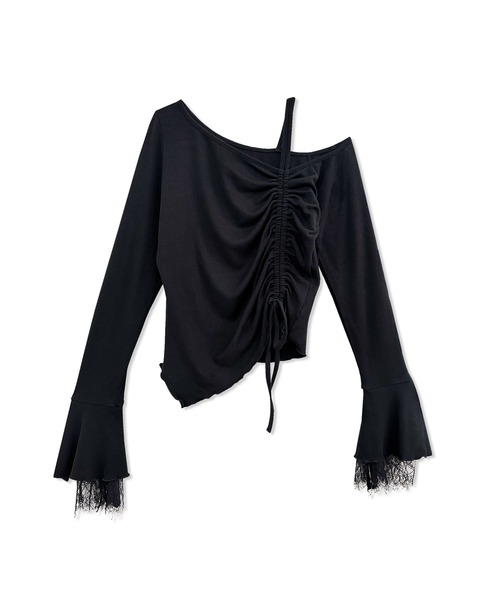 ANDGEEBEE（アンジービー）の「ギャザーリボンリブトップス（Tシャツ/カットソー・レディース・グレー/ブラック・FREE）」の16枚目の写真