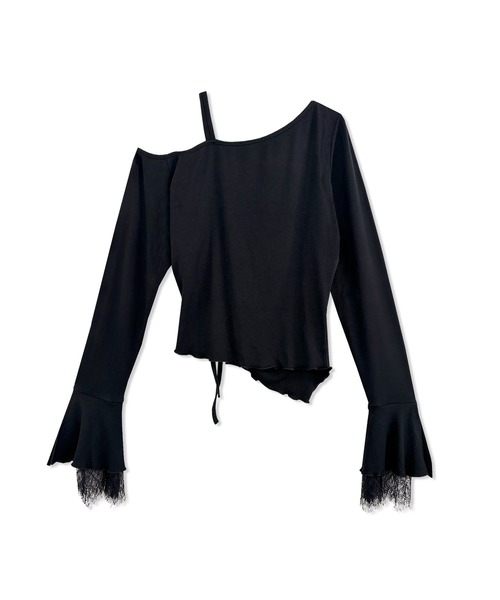 ANDGEEBEE（アンジービー）の「ギャザーリボンリブトップス（Tシャツ/カットソー・レディース・グレー/ブラック・FREE）」の17枚目の写真