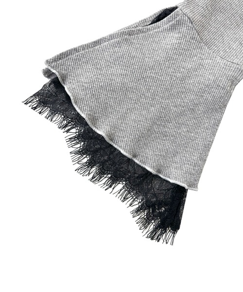 ANDGEEBEE（アンジービー）の「ギャザーリボンリブトップス（Tシャツ/カットソー・レディース・グレー/ブラック・FREE）」の10枚目の写真