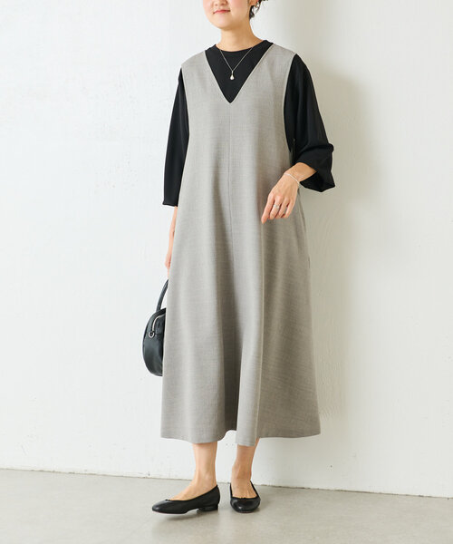 ぽっぽ　ビアズリー　サラシャリジャンパースカート　0 新品タグ付き グレー サラシャリジャンパースカート（ワンピース）｜BEARDSLEY