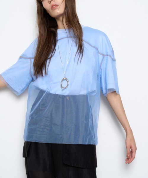 Muel Chic(ミュエルシック)の「Pal tulle CS パルチュールカットソー(Tシャツ/カットソー・レディース・ブラック/ホワイト/スカイブルー系・FREE)」の20枚目の写真