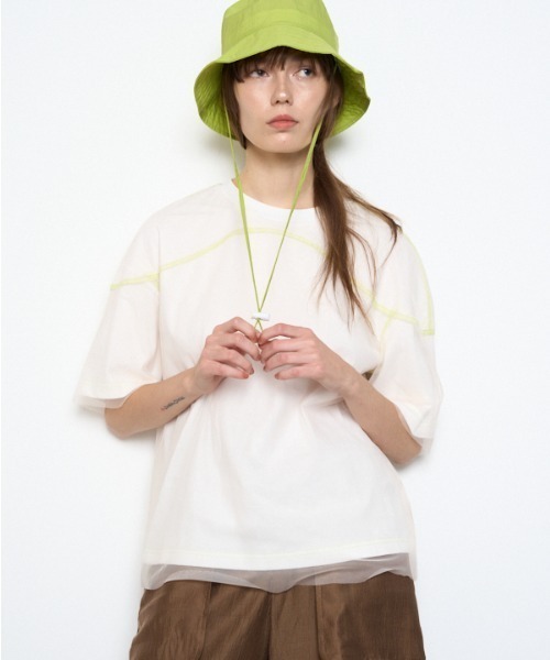 Muel Chic(ミュエルシック)の「Pal tulle CS パルチュールカットソー(Tシャツ/カットソー・レディース・ブラック/ホワイト/スカイブルー系・FREE)」の8枚目の写真