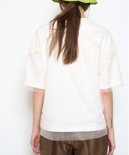 Muel Chic(ミュエルシック)の「Pal tulle CS パルチュールカットソー(Tシャツ/カットソー・レディース・ブラック/ホワイト/スカイブルー系・FREE)」の7枚目の写真