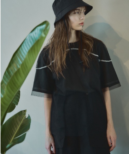Muel Chic(ミュエルシック)の「Pal tulle CS パルチュールカットソー(Tシャツ/カットソー・レディース・ブラック/ホワイト/スカイブルー系・FREE)」の12枚目の写真